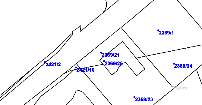 Parcela st. 2369/21 v KÚ Lipence, Katastrální mapa