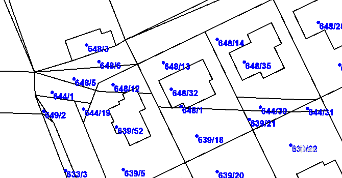 Parcela st. 648/32 v KÚ Lipence, Katastrální mapa