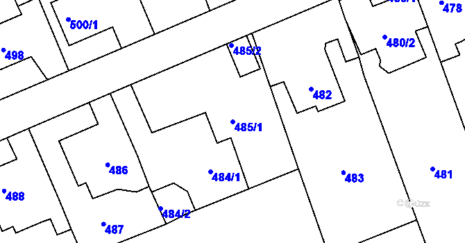 Parcela st. 485/1 v KÚ Lipence, Katastrální mapa