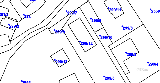 Parcela st. 299/12 v KÚ Lipence, Katastrální mapa