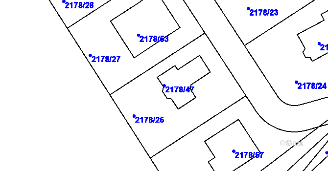 Parcela st. 2178/47 v KÚ Lipence, Katastrální mapa