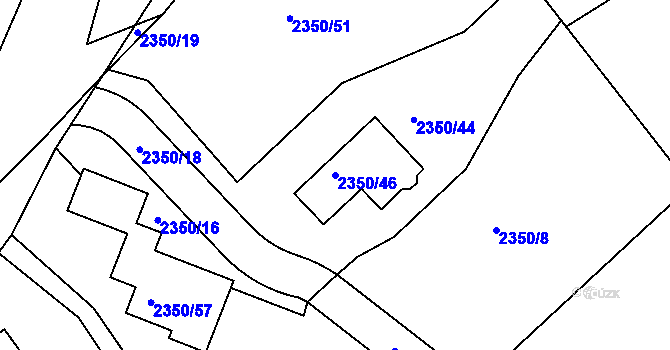Parcela st. 2350/46 v KÚ Lipence, Katastrální mapa