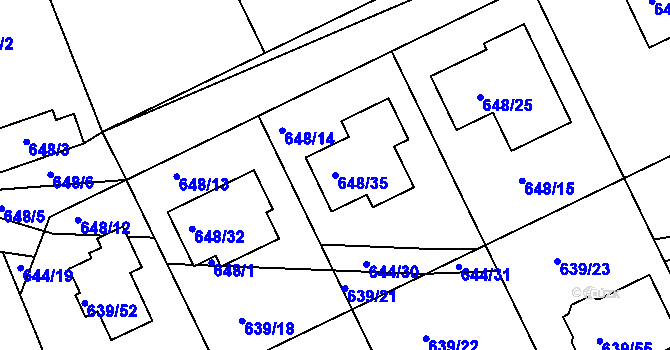 Parcela st. 648/35 v KÚ Lipence, Katastrální mapa