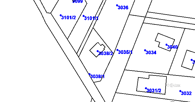 Parcela st. 3038/2 v KÚ Lipence, Katastrální mapa