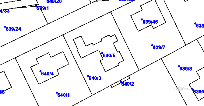 Parcela st. 640/5 v KÚ Lipence, Katastrální mapa