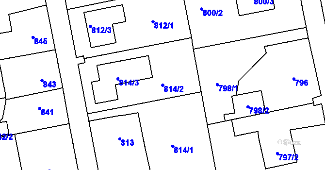 Parcela st. 814/2 v KÚ Lipence, Katastrální mapa