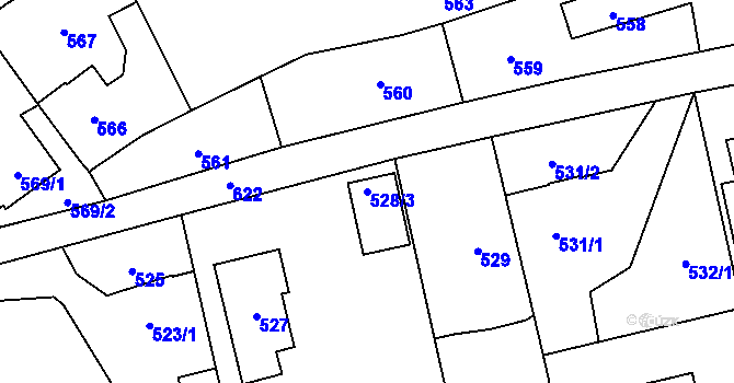 Parcela st. 528/3 v KÚ Lipence, Katastrální mapa
