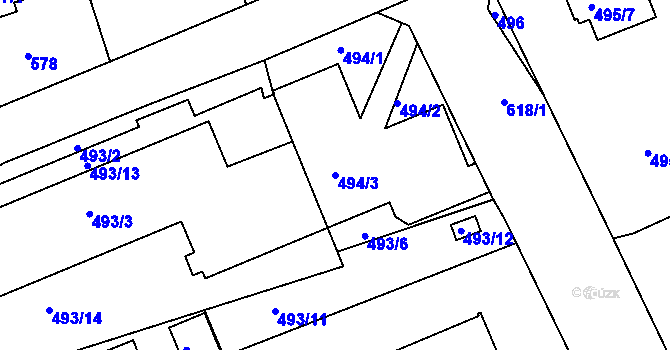 Parcela st. 494/3 v KÚ Lipence, Katastrální mapa