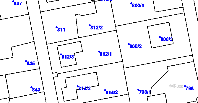 Parcela st. 812/1 v KÚ Lipence, Katastrální mapa