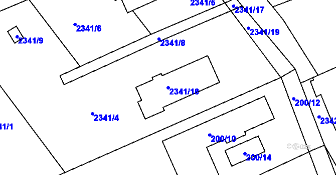 Parcela st. 2341/18 v KÚ Lipence, Katastrální mapa