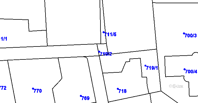 Parcela st. 719/2 v KÚ Lipence, Katastrální mapa