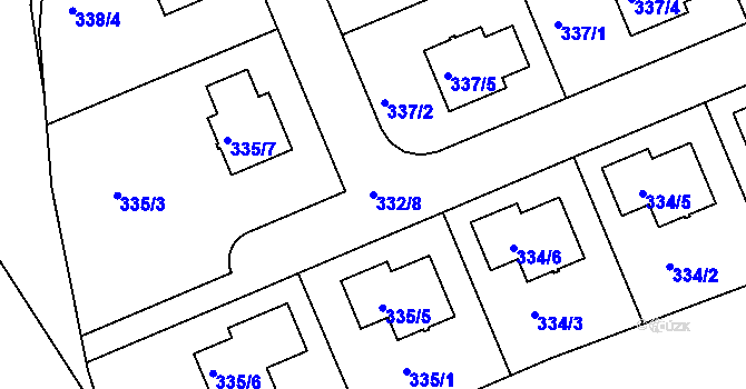 Parcela st. 332/8 v KÚ Lipence, Katastrální mapa