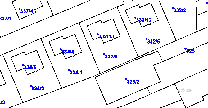 Parcela st. 332/6 v KÚ Lipence, Katastrální mapa