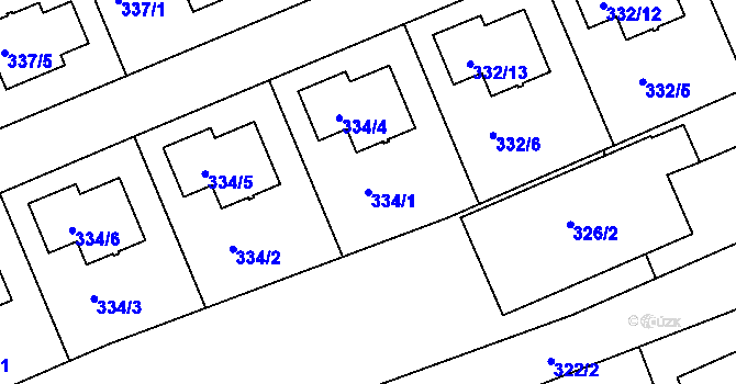 Parcela st. 334/1 v KÚ Lipence, Katastrální mapa