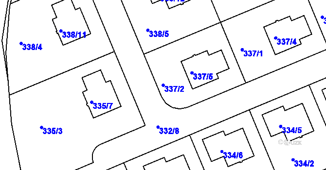 Parcela st. 337/2 v KÚ Lipence, Katastrální mapa