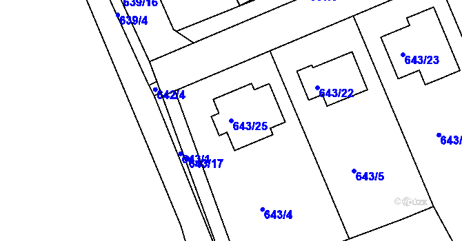 Parcela st. 643/25 v KÚ Lipence, Katastrální mapa