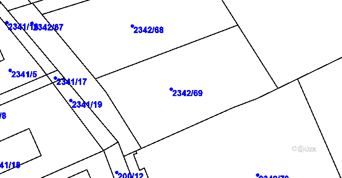 Parcela st. 2342/69 v KÚ Lipence, Katastrální mapa