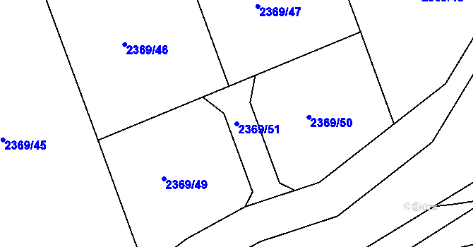 Parcela st. 2369/51 v KÚ Lipence, Katastrální mapa