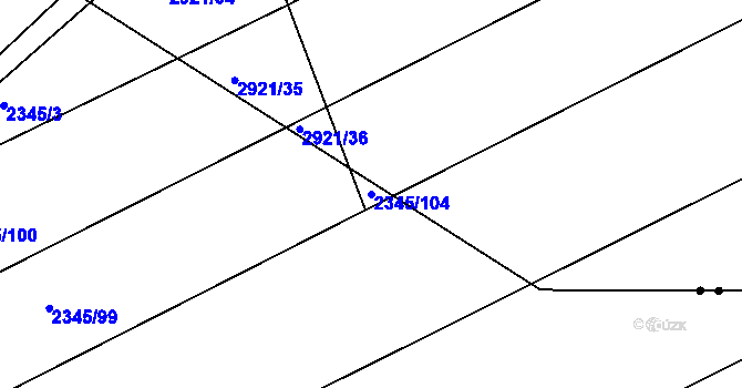 Parcela st. 2345/104 v KÚ Lipence, Katastrální mapa