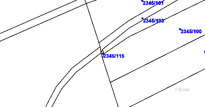 Parcela st. 2345/115 v KÚ Lipence, Katastrální mapa