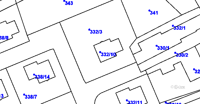 Parcela st. 332/10 v KÚ Lipence, Katastrální mapa