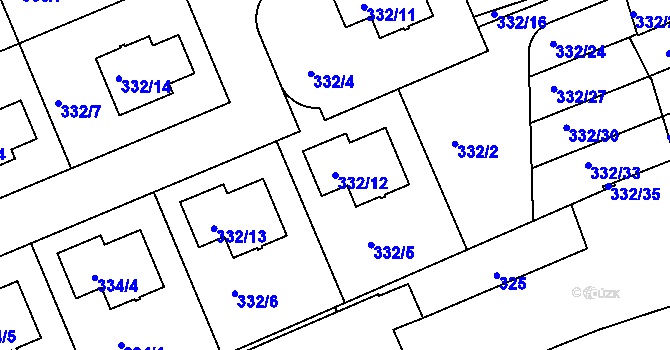 Parcela st. 332/12 v KÚ Lipence, Katastrální mapa