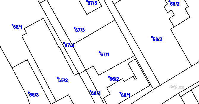 Parcela st. 67/1 v KÚ Lipence, Katastrální mapa