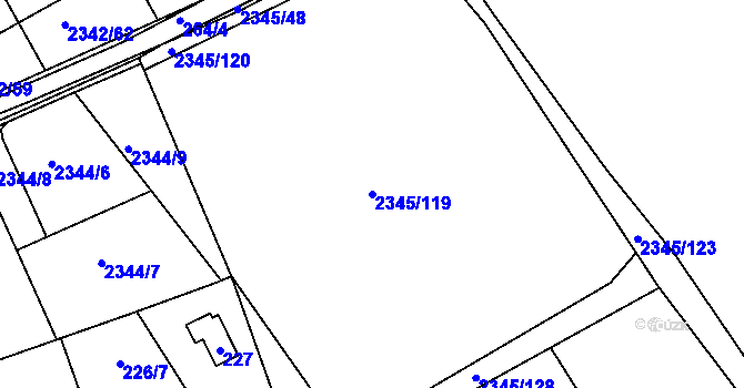 Parcela st. 2345/119 v KÚ Lipence, Katastrální mapa