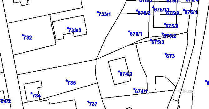 Parcela st. 674/2 v KÚ Lipence, Katastrální mapa