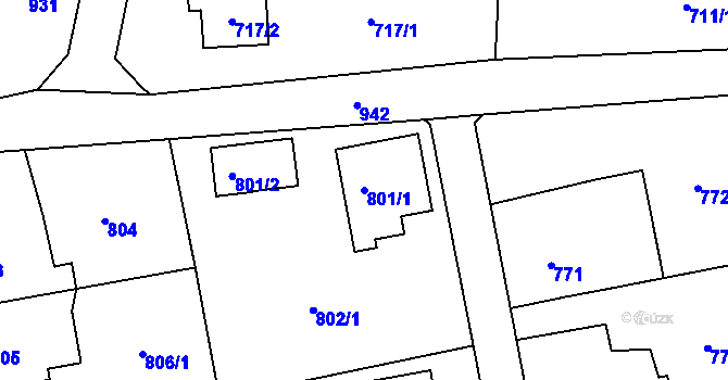 Parcela st. 801/1 v KÚ Lipence, Katastrální mapa