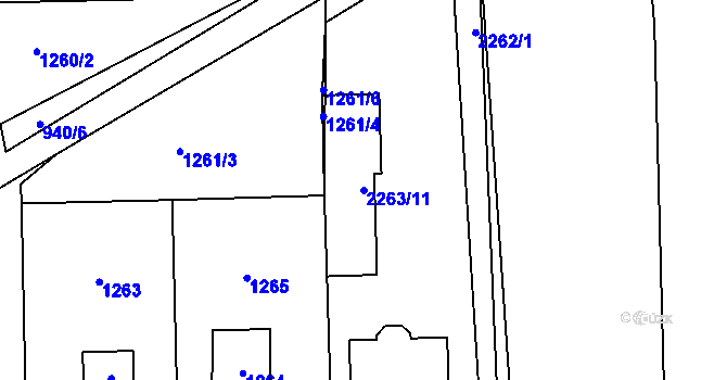 Parcela st. 2263/11 v KÚ Lipence, Katastrální mapa