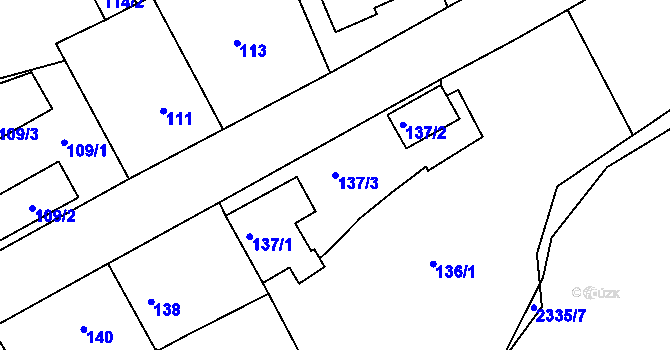 Parcela st. 137/3 v KÚ Lipence, Katastrální mapa