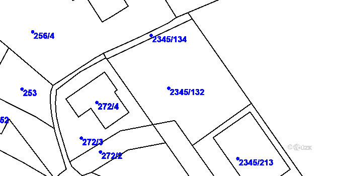 Parcela st. 2345/132 v KÚ Lipence, Katastrální mapa