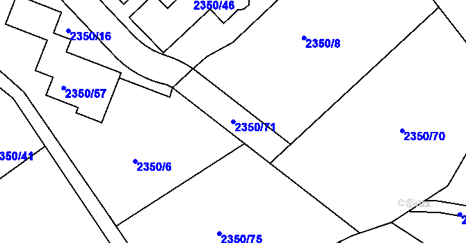 Parcela st. 2350/71 v KÚ Lipence, Katastrální mapa