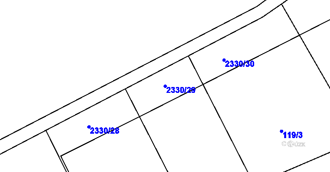 Parcela st. 2330/29 v KÚ Lipence, Katastrální mapa