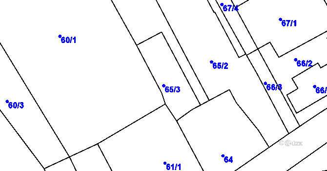 Parcela st. 65/3 v KÚ Lipence, Katastrální mapa