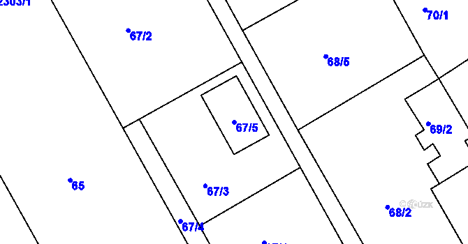 Parcela st. 67/5 v KÚ Lipence, Katastrální mapa