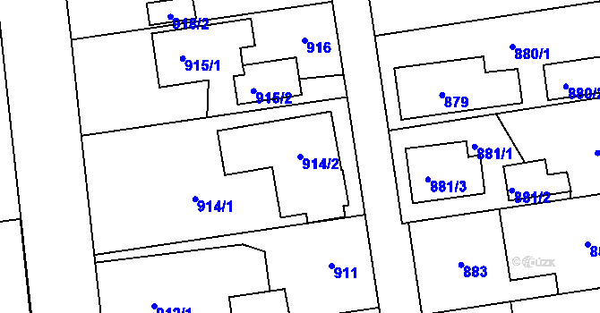 Parcela st. 914/2 v KÚ Lipence, Katastrální mapa