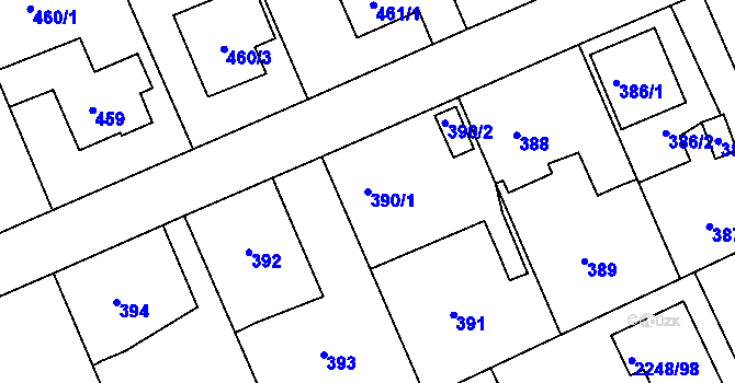Parcela st. 390/1 v KÚ Lipence, Katastrální mapa