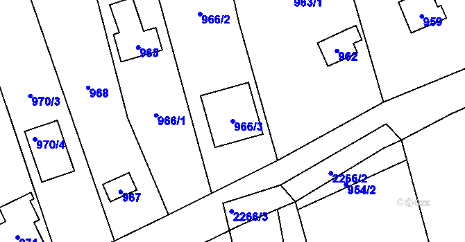 Parcela st. 966/3 v KÚ Lipence, Katastrální mapa