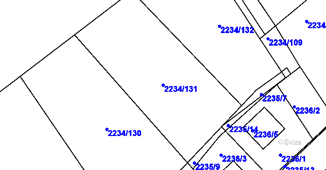 Parcela st. 2234/131 v KÚ Lipence, Katastrální mapa
