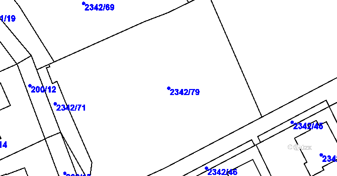 Parcela st. 2342/79 v KÚ Lipence, Katastrální mapa