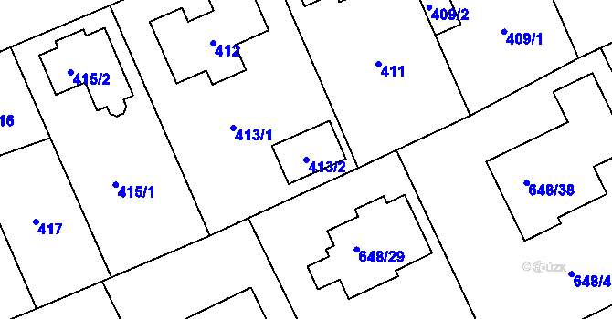 Parcela st. 413/2 v KÚ Lipence, Katastrální mapa