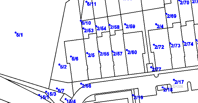 Parcela st. 2/55 v KÚ Lipence, Katastrální mapa