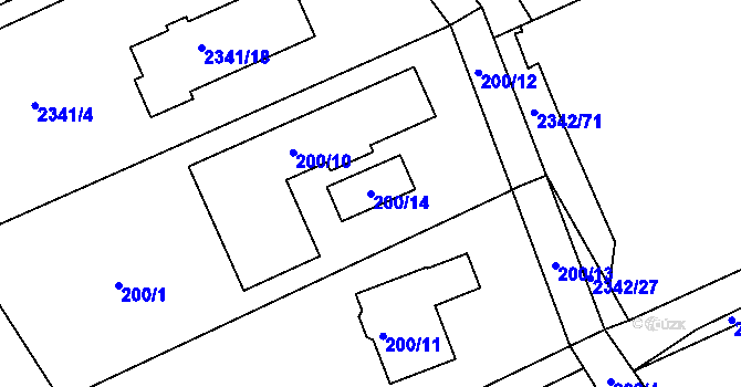 Parcela st. 200/14 v KÚ Lipence, Katastrální mapa