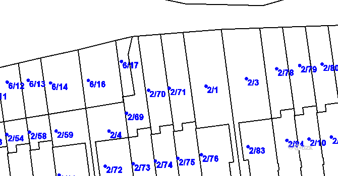 Parcela st. 2/71 v KÚ Lipence, Katastrální mapa