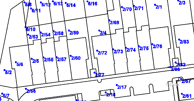 Parcela st. 2/72 v KÚ Lipence, Katastrální mapa