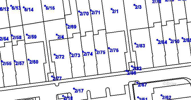 Parcela st. 2/75 v KÚ Lipence, Katastrální mapa