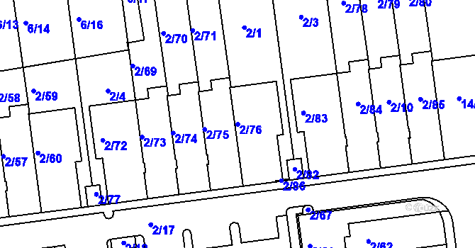 Parcela st. 2/76 v KÚ Lipence, Katastrální mapa