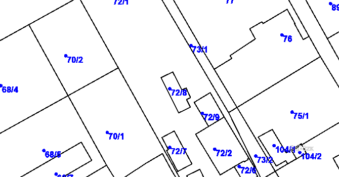 Parcela st. 72/8 v KÚ Lipence, Katastrální mapa